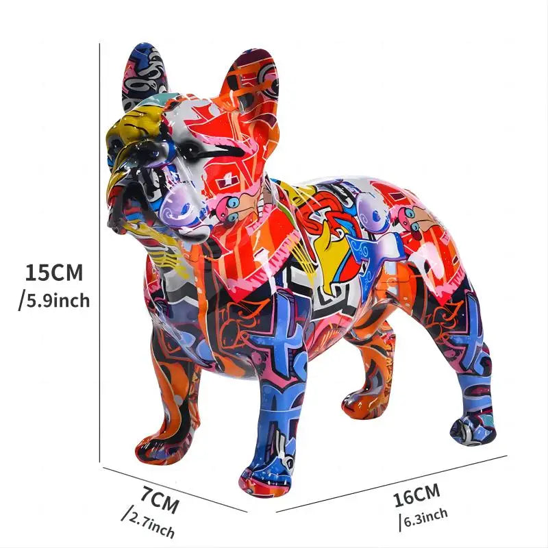 Graffiti Frenchie statue (Resin)