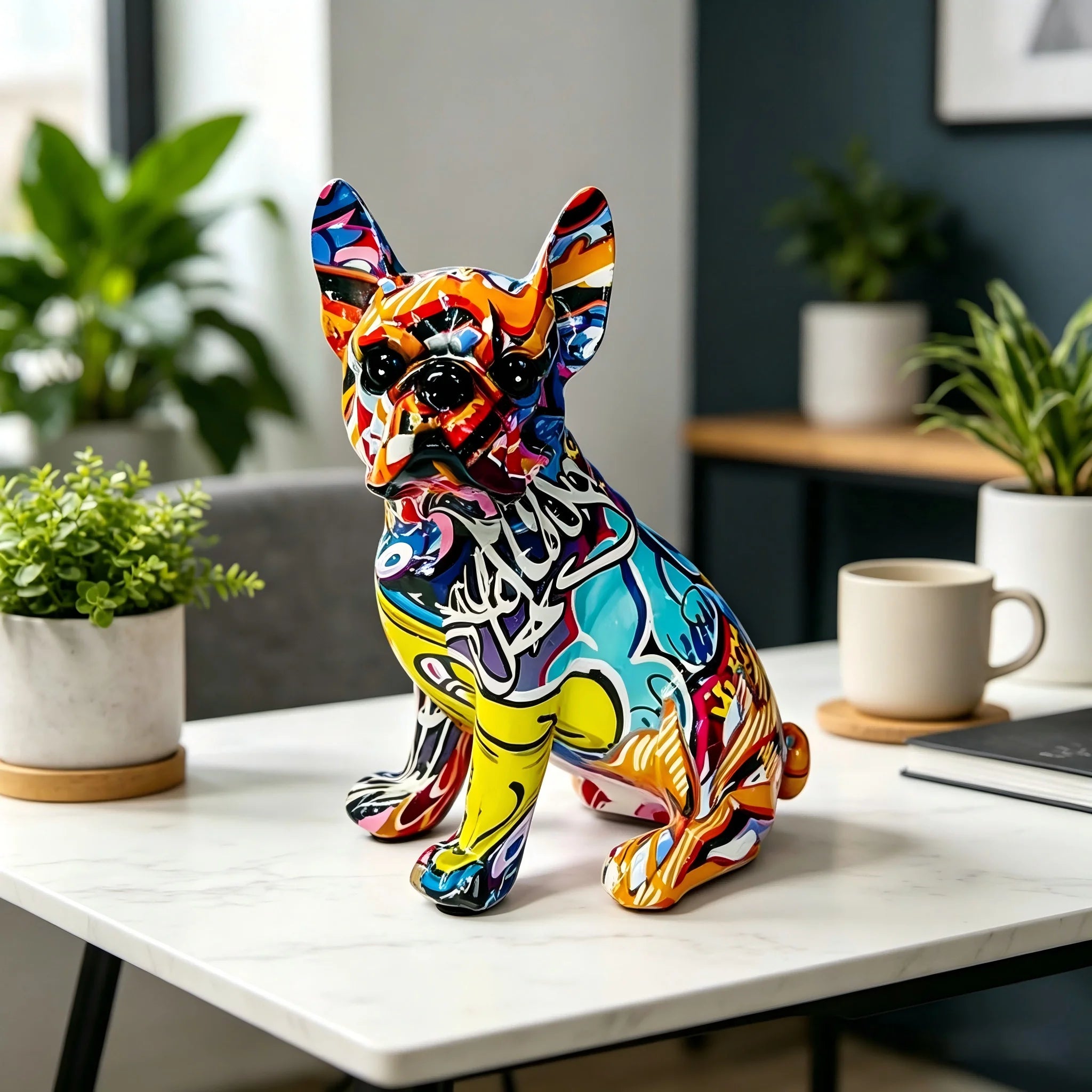 Graffiti Frenchie statue (Resin)