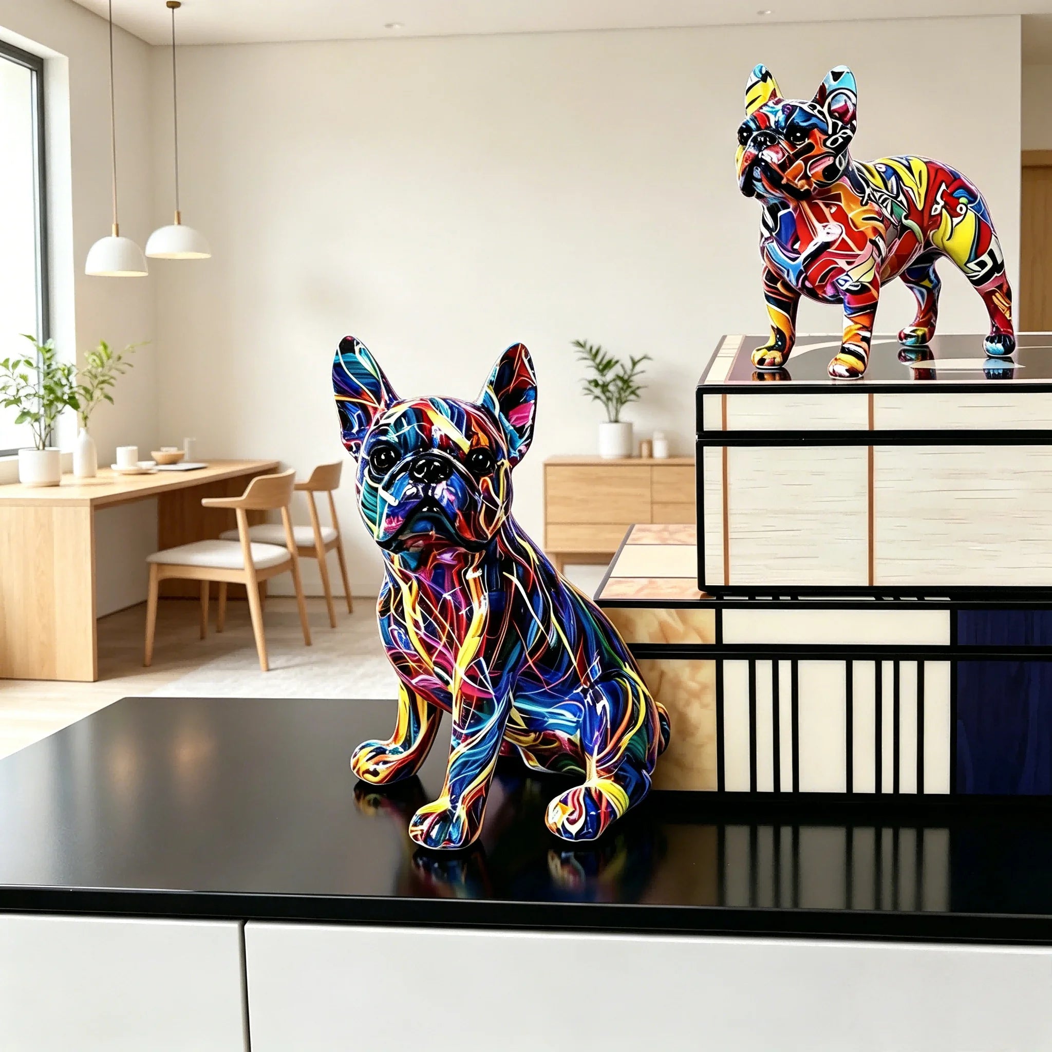 Graffiti Frenchie statue (Resin)